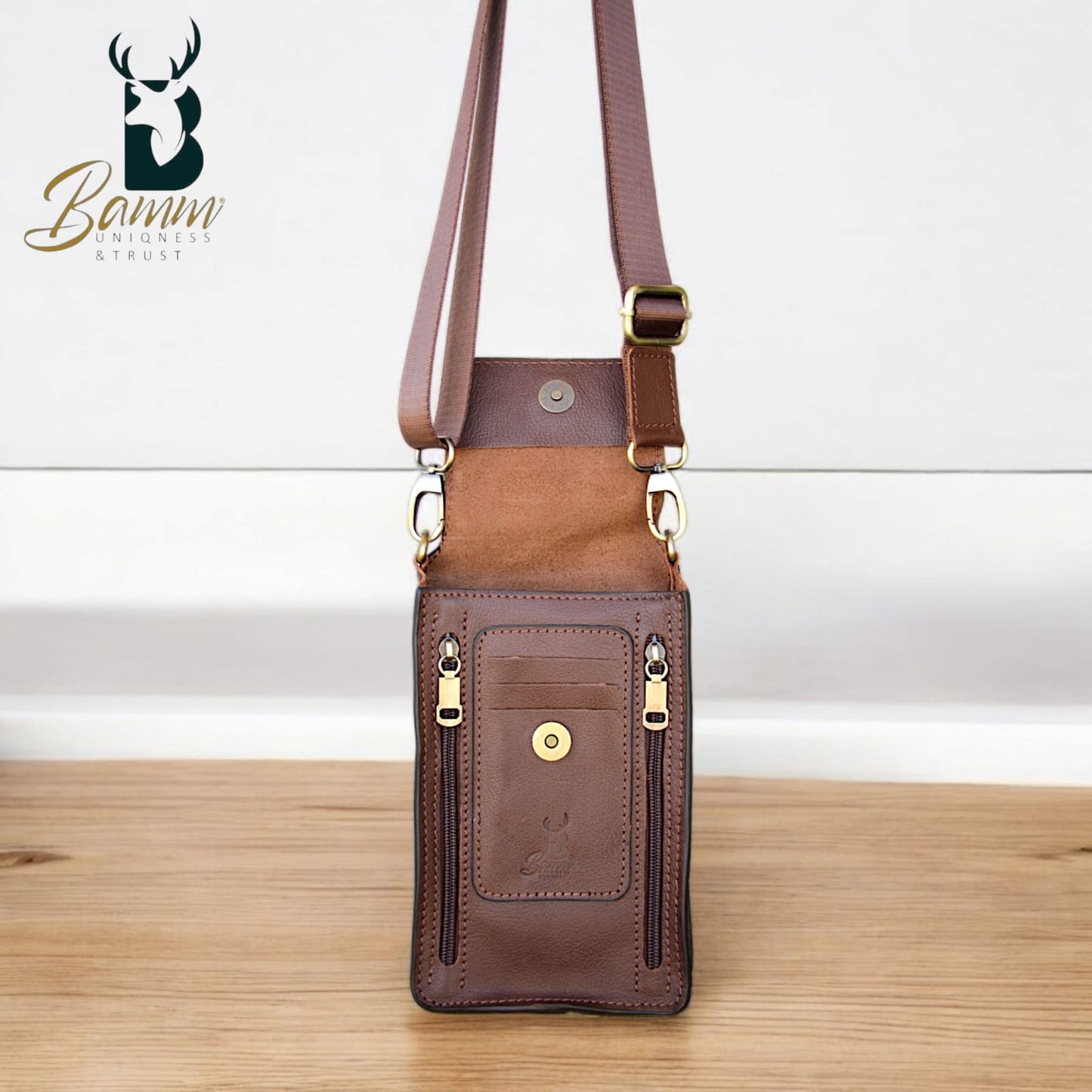 Natural Leather Bag Cross From Bamm For Money And Passport