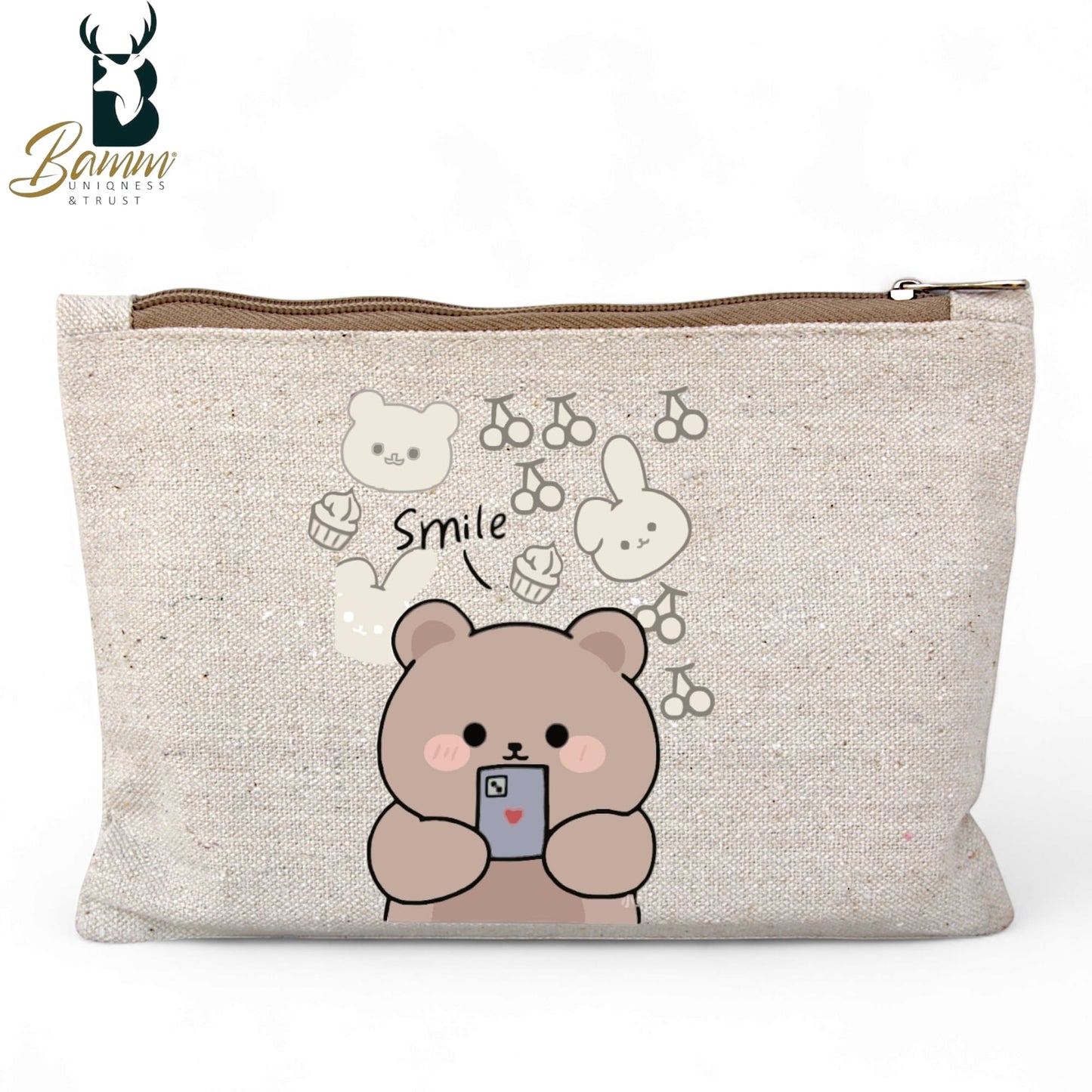 Girls' Tote Bag For University And Daily Use - Beige With Free Pencil Case دبدوب كريز