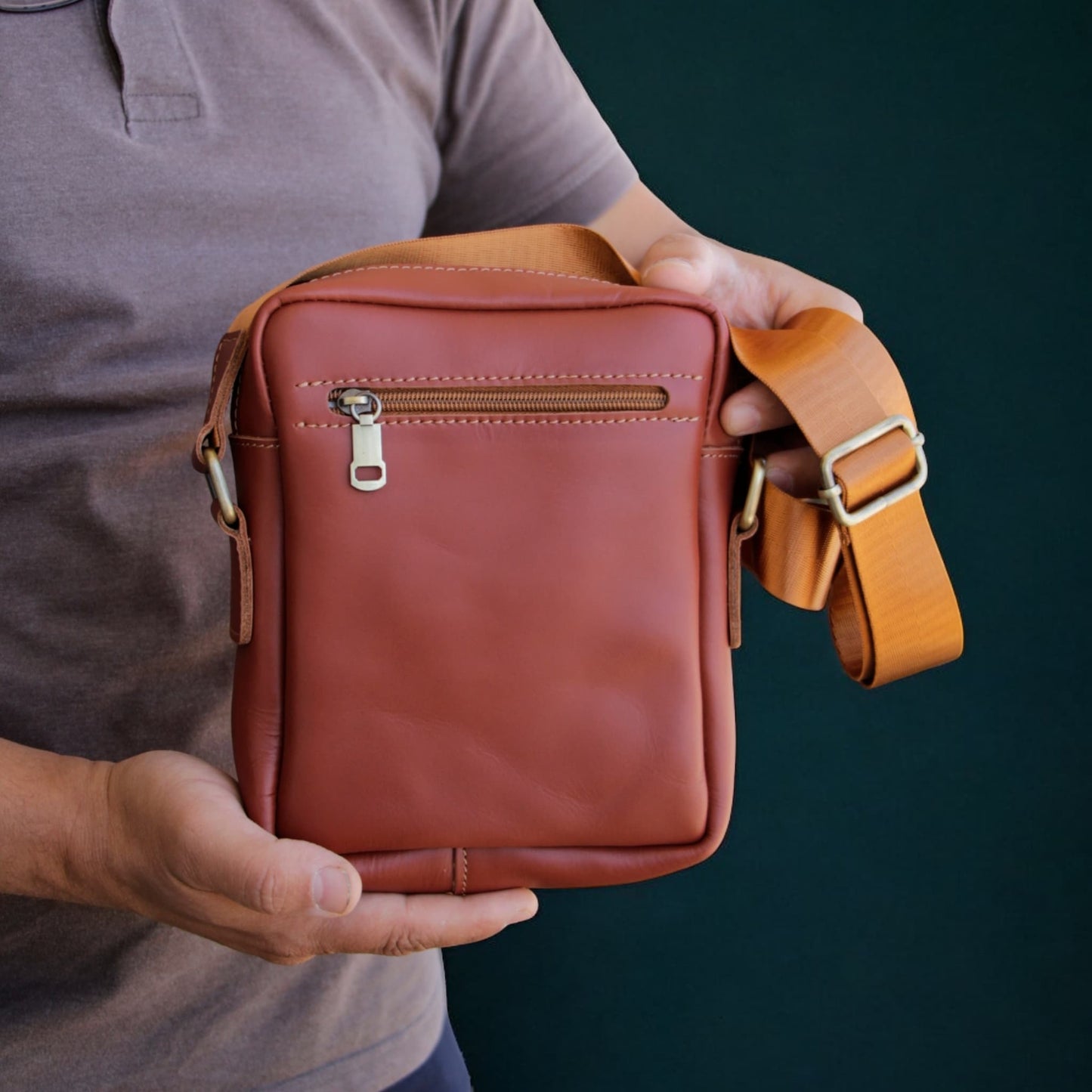 Natural Leather Bag Cross From Bamm