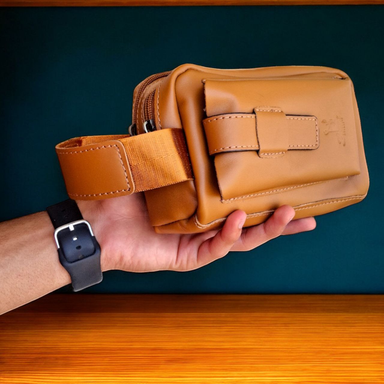 Natural Leather Bag With Mobile Case From Bamm