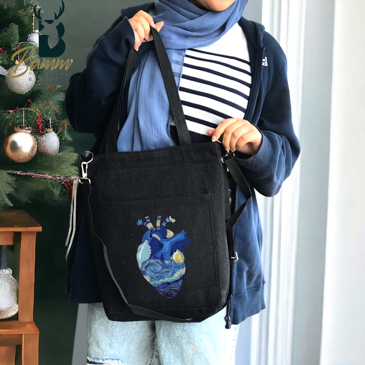 BAMM Tote Bag With Two Adjustable Shoulder Straps