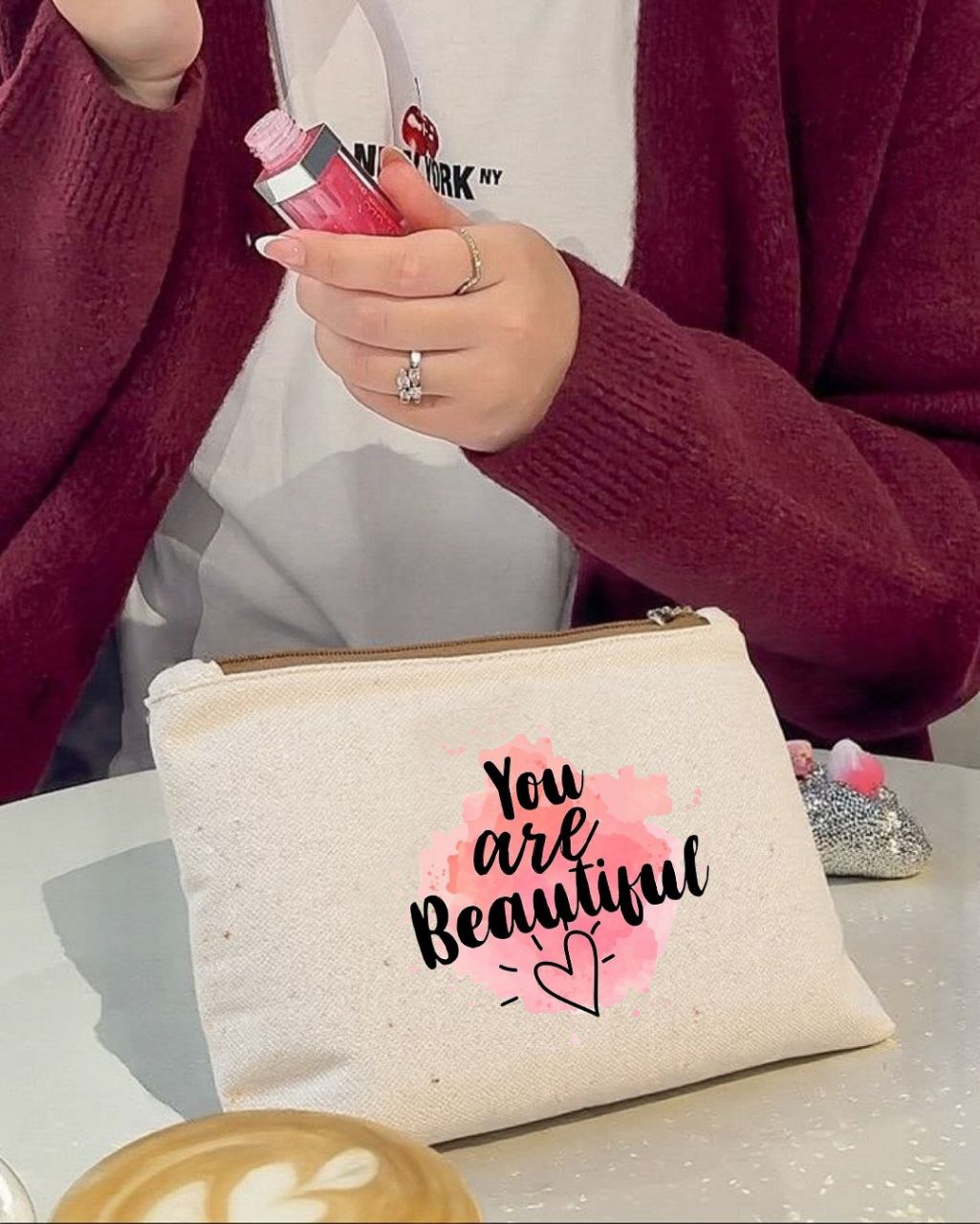 Multi-Use Makeup Organizer Bag – Heavy Duty Duck Cotton, Washable with Digital Print