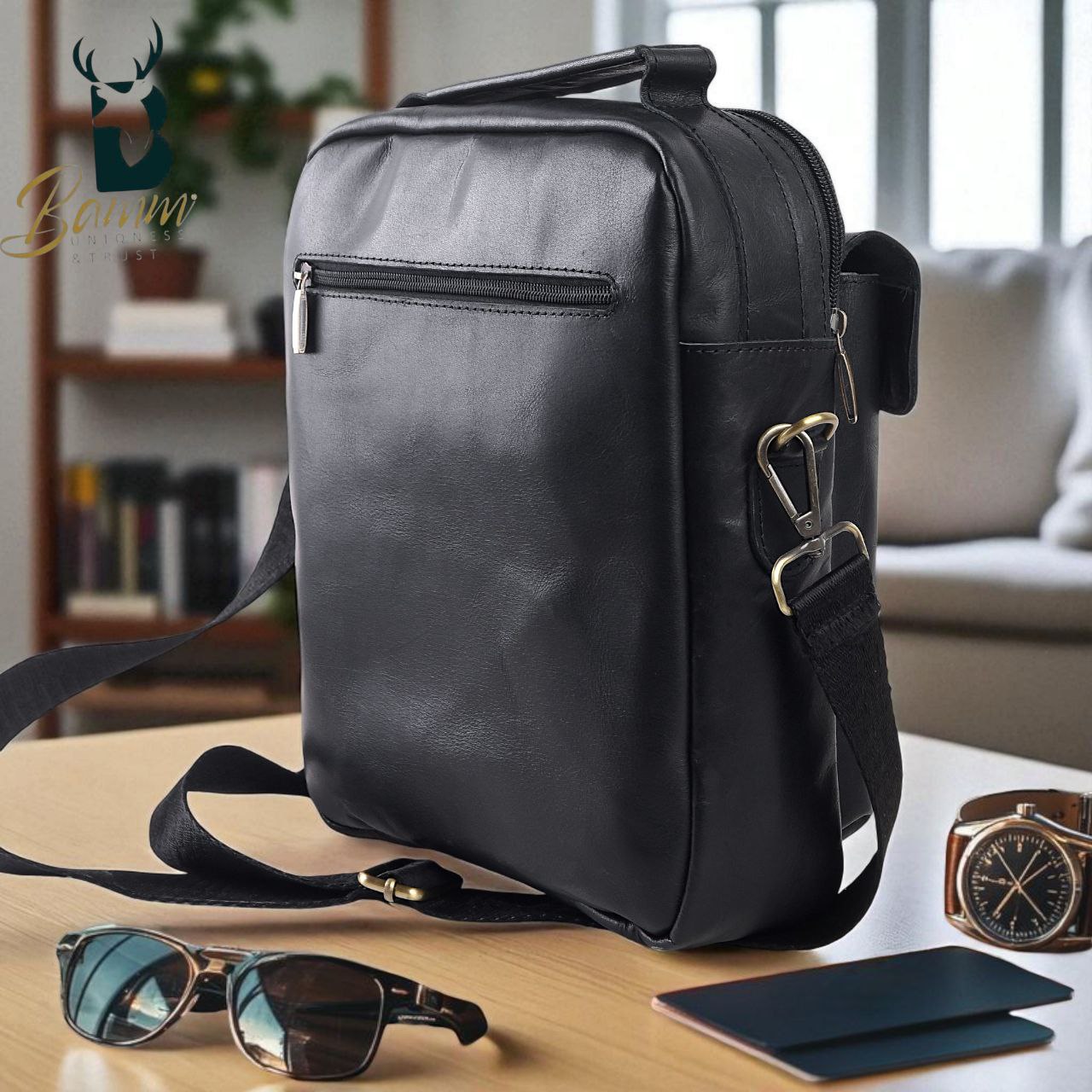Natural leather men's crossbody bag-2810