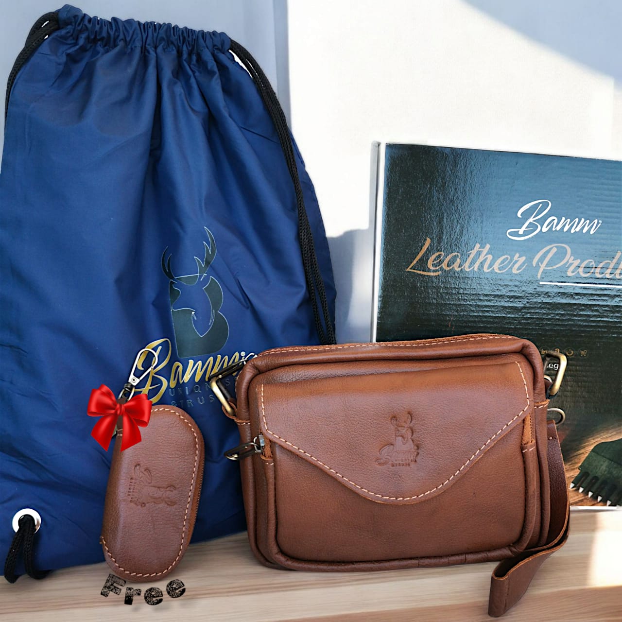 Stylish & Practical – Leather Bag + FREE Keychain for Car Keys + Gym Bag