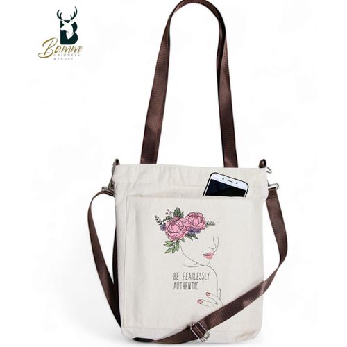 BAMM Beige Tote Bag With Two Adjustable Shoulder Straps (بنت ورد )