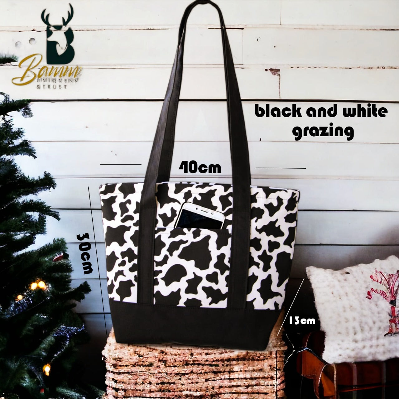 Spacious Polyester Tote Bag with Satin Handles – 30x40 cm, Multi-Compartment 8020