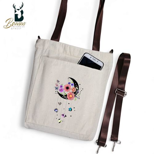 BAMM Beige Tote Bag With Two Adjustable Shoulder Straps