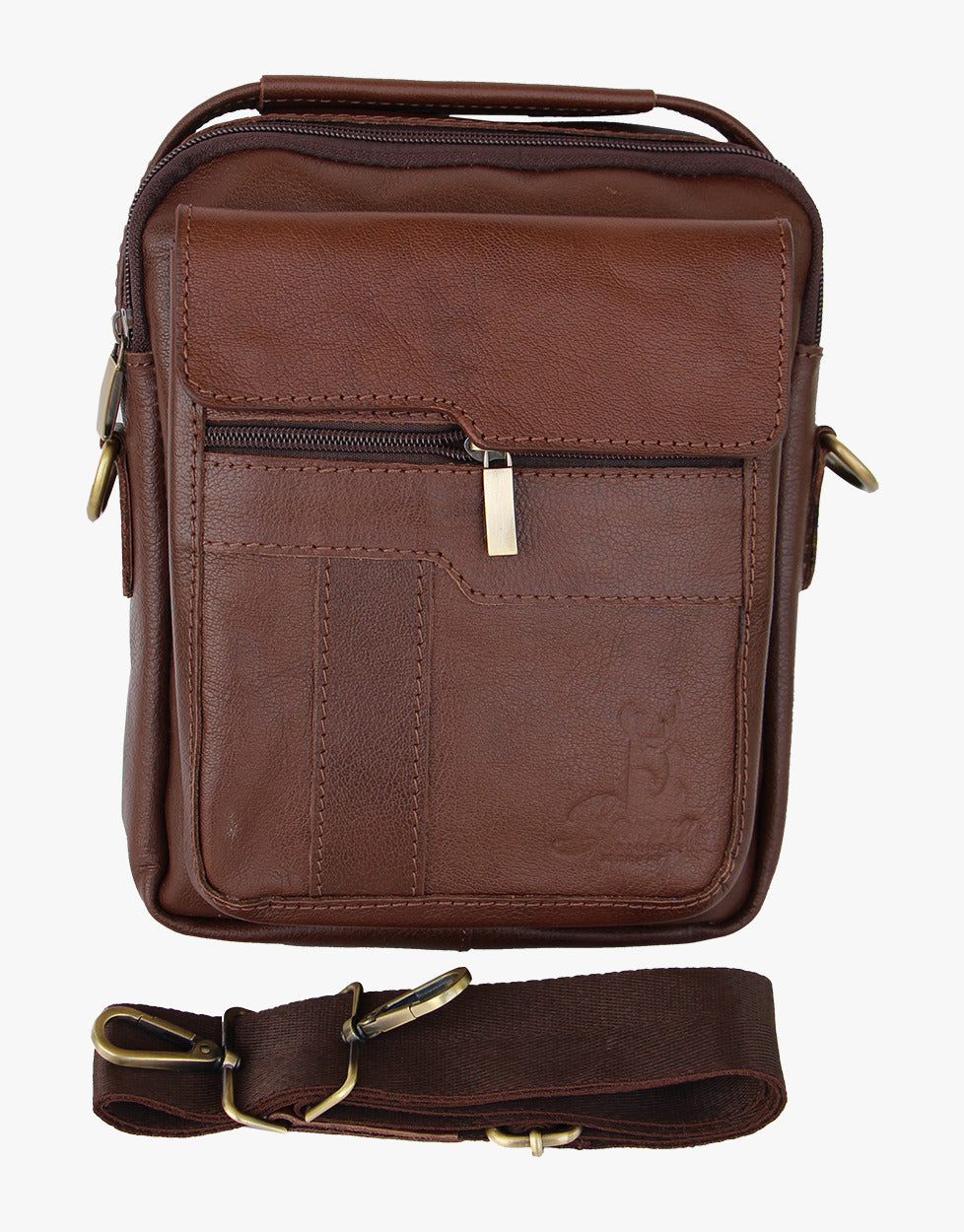 Premium Men's Genuine Leather Crossbody Bag – 20x25 cm, Multi-Compartment
