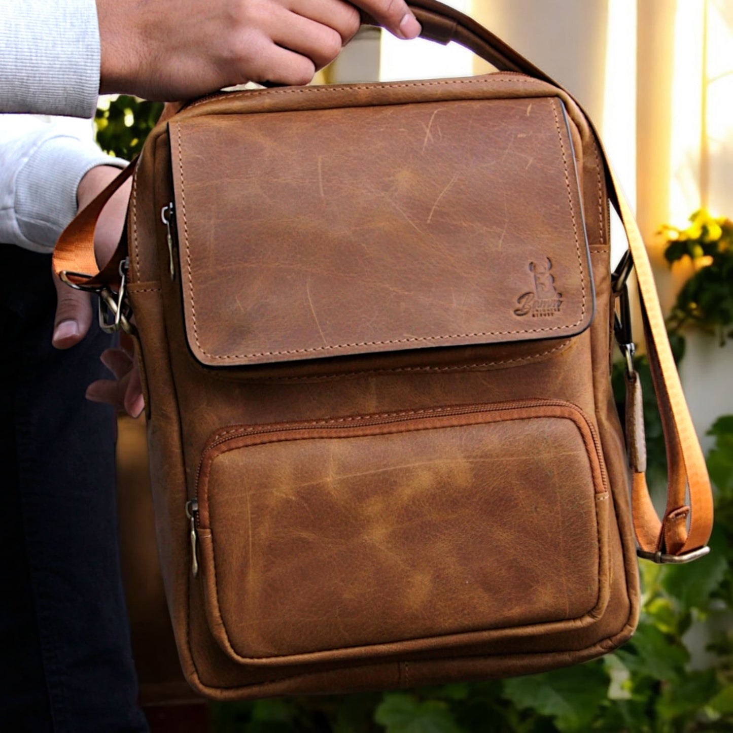 Natural Leather Bag Cross From Bamm With Hand Bag Bamm Gift