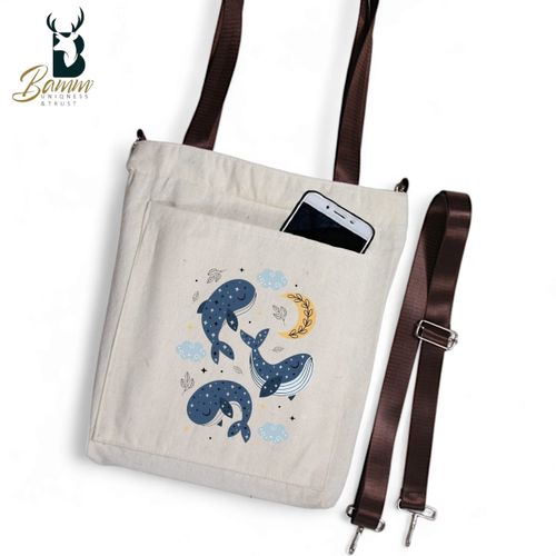 BAMM Beige Tote Bag With Two Adjustable Shoulder Straps