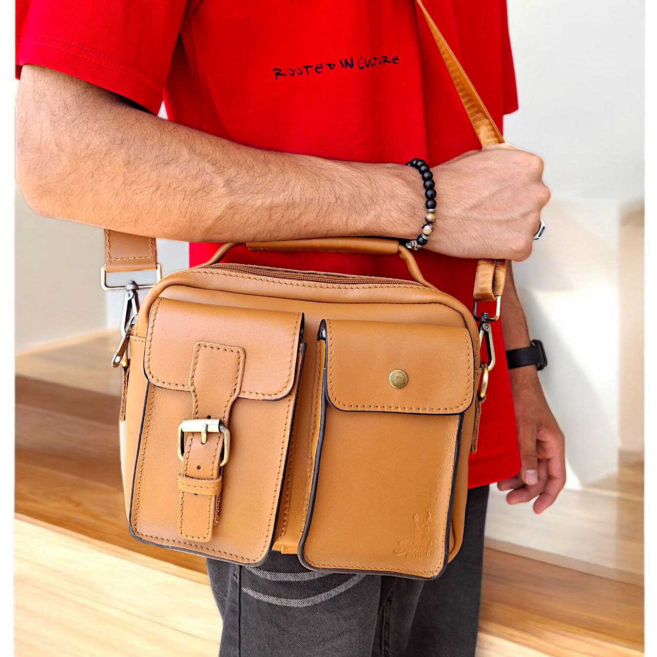 High-quality leather men's crossbody bag-2225
