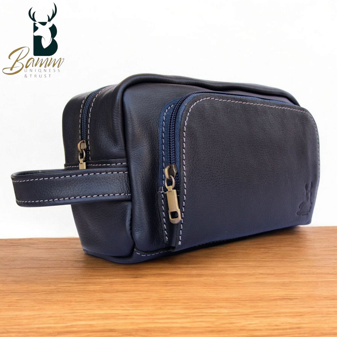 Men’s Natural Leather Hand Bag – Compact, Stylish & Multi-pocket Design