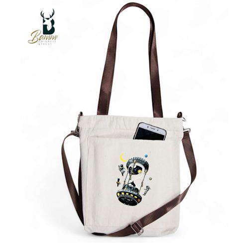 BAMM Beige Tote Bag With Two Adjustable Shoulder Straps