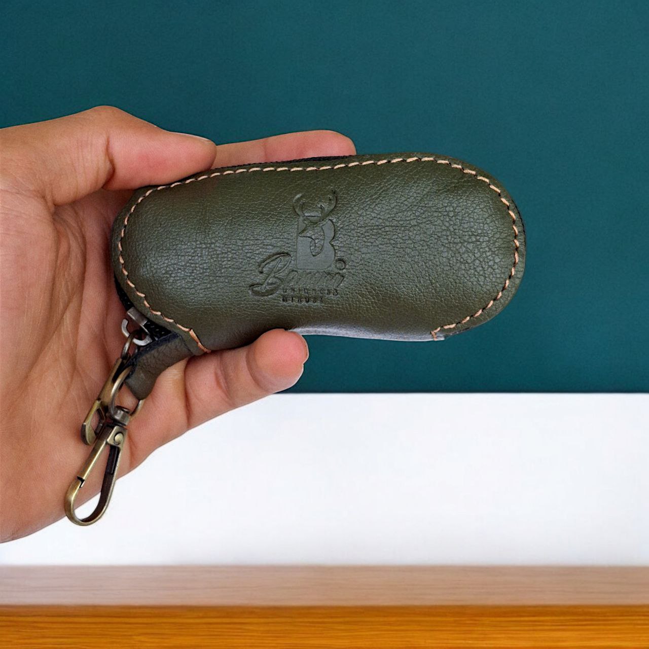 Natural Leather Keychain for Car Remote & Keys โ 5x11 cm