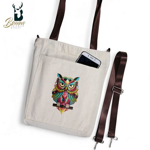BAMM Beige Tote Bag With Two Adjustable Shoulder Straps