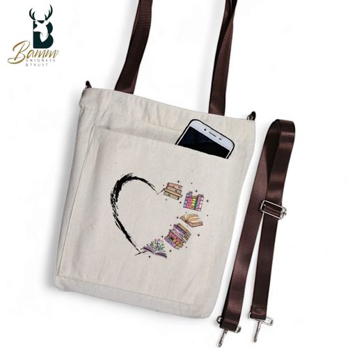 BAMM Beige Tote Bag With Two Adjustable Shoulder Straps