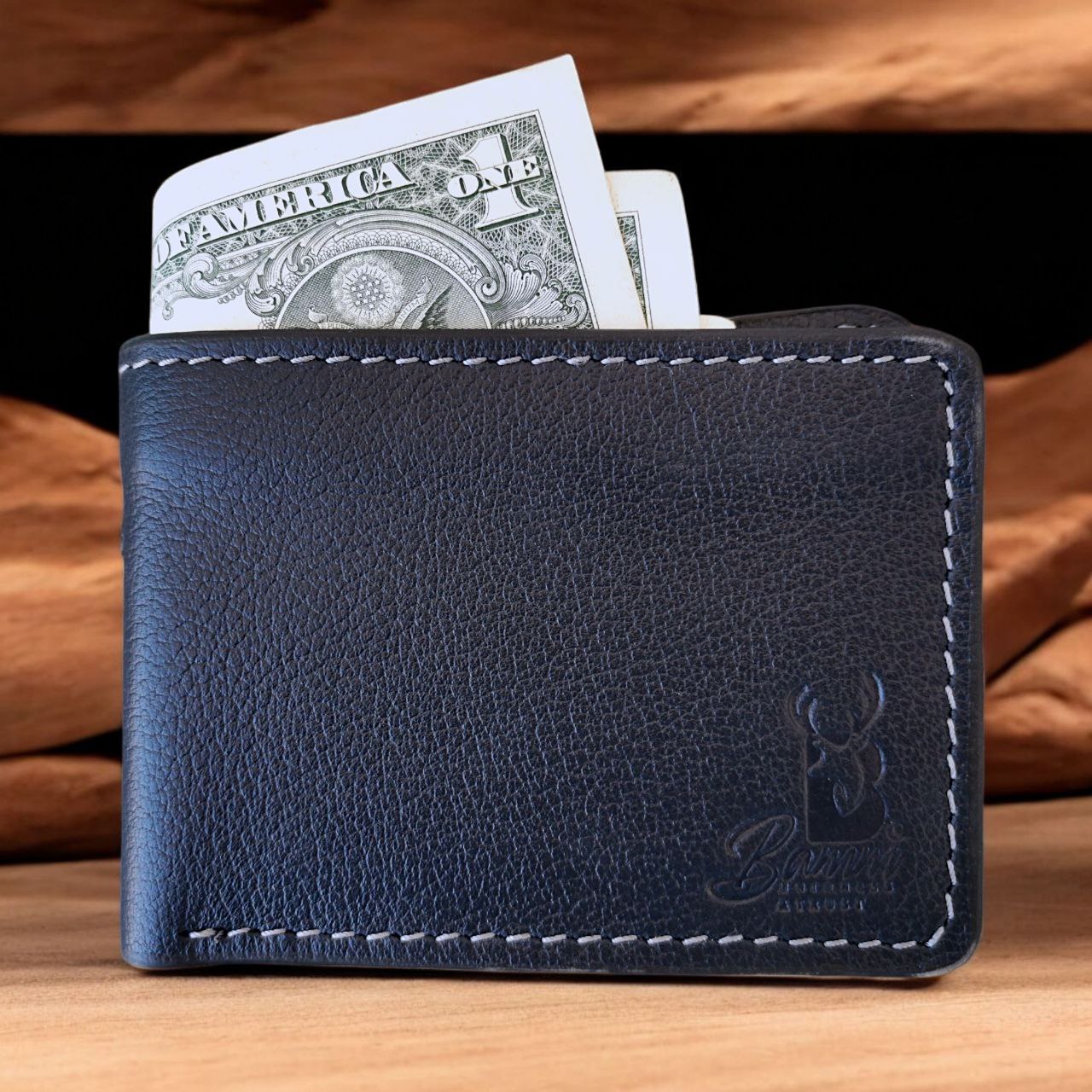BAMM Men’s Genuine Leather Wallet – Slim | 11×8 cm | Cash Compartment + 4 Card Slots