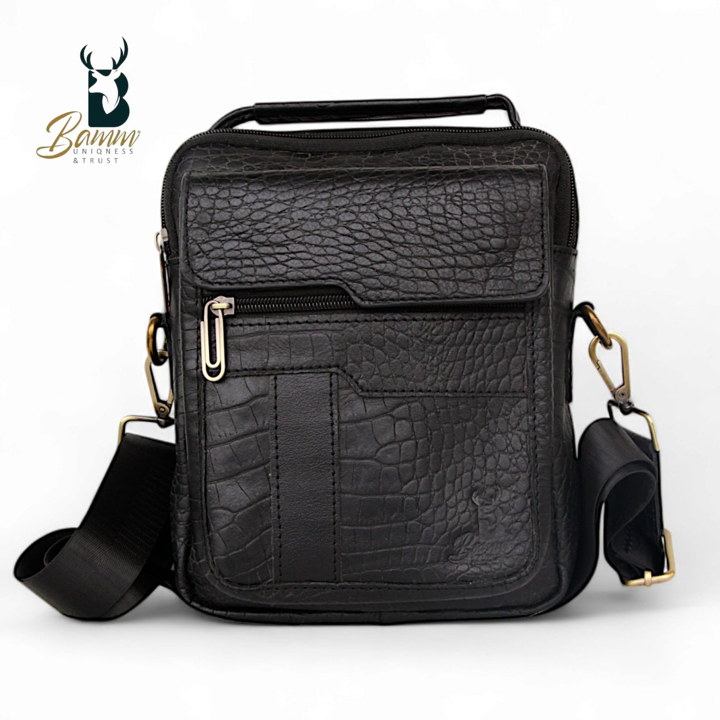 Premium Men's Genuine Leather Crossbody Bag – 20x25 cm, Multi-Compartment