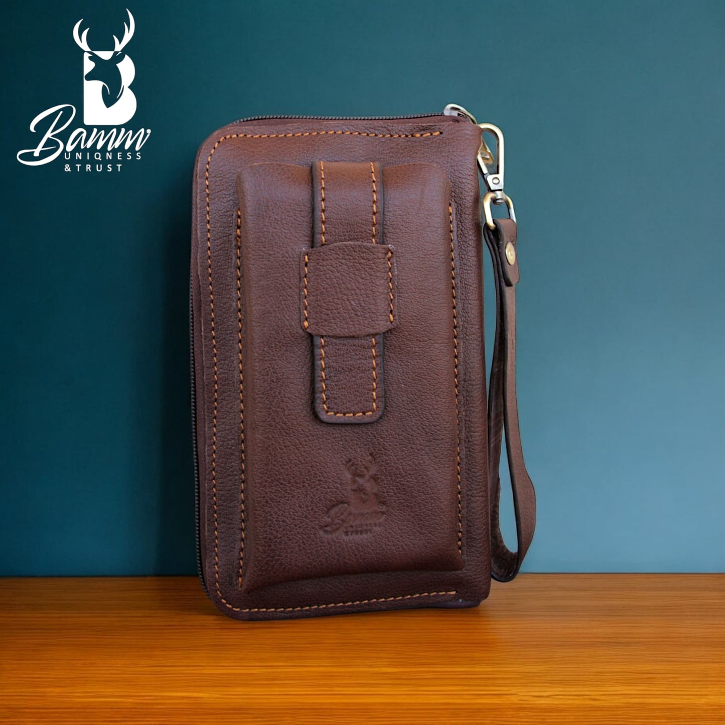 Premium Men’s Leather Handbag – Multi-Functional Organizer with Handle & Card Slots
