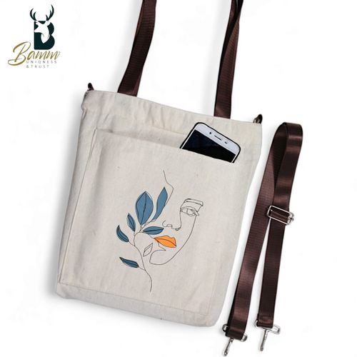 BAMM Beige Tote Bag With Two Adjustable Shoulder Straps