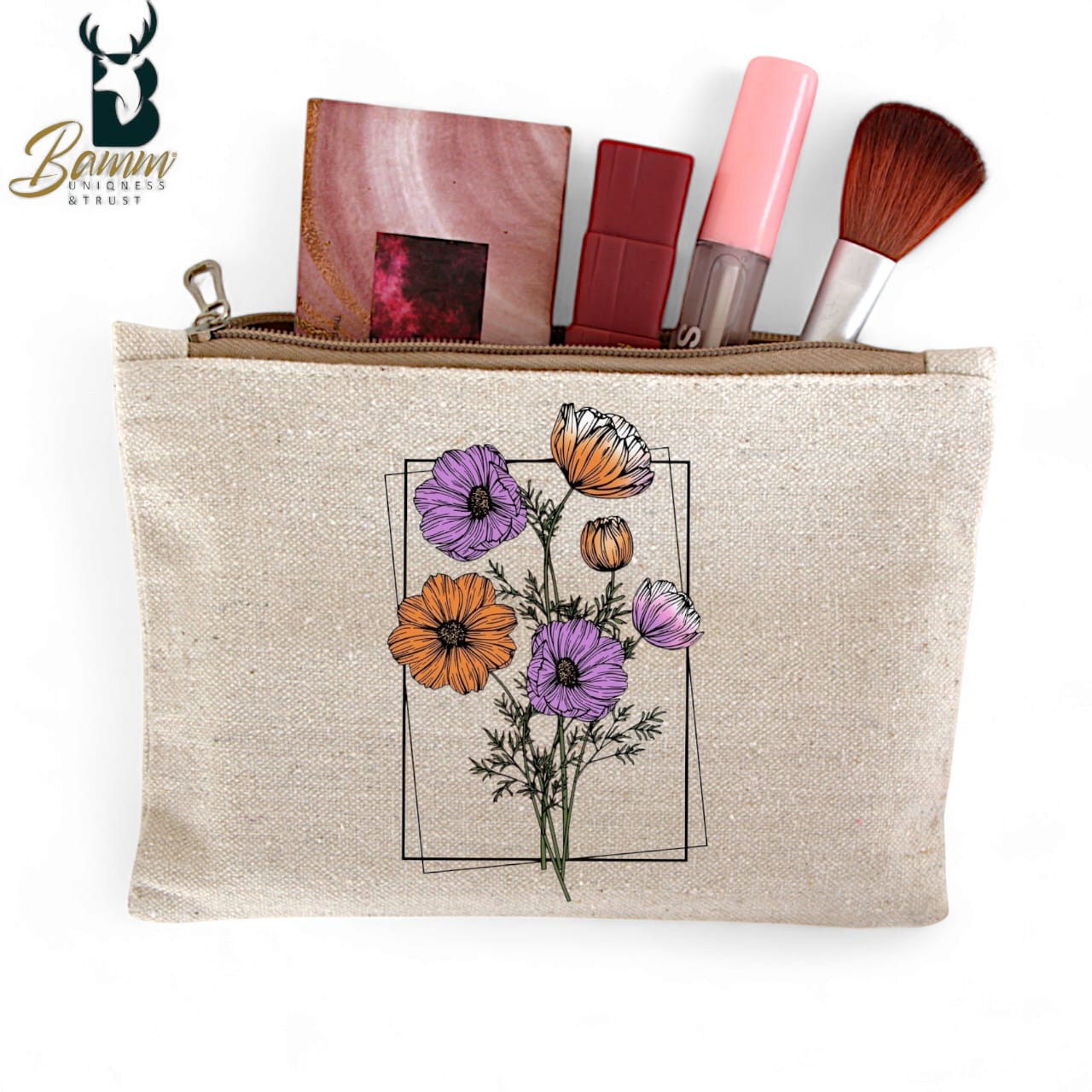 Multi-Use Makeup Organizer Bag – Heavy Duty Duck Cotton, Washable with Digital Print