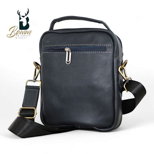 "Men's Genuine Leather Crossbody Bag From Bamm - Practical, Stylish, With Multiple Zippers"