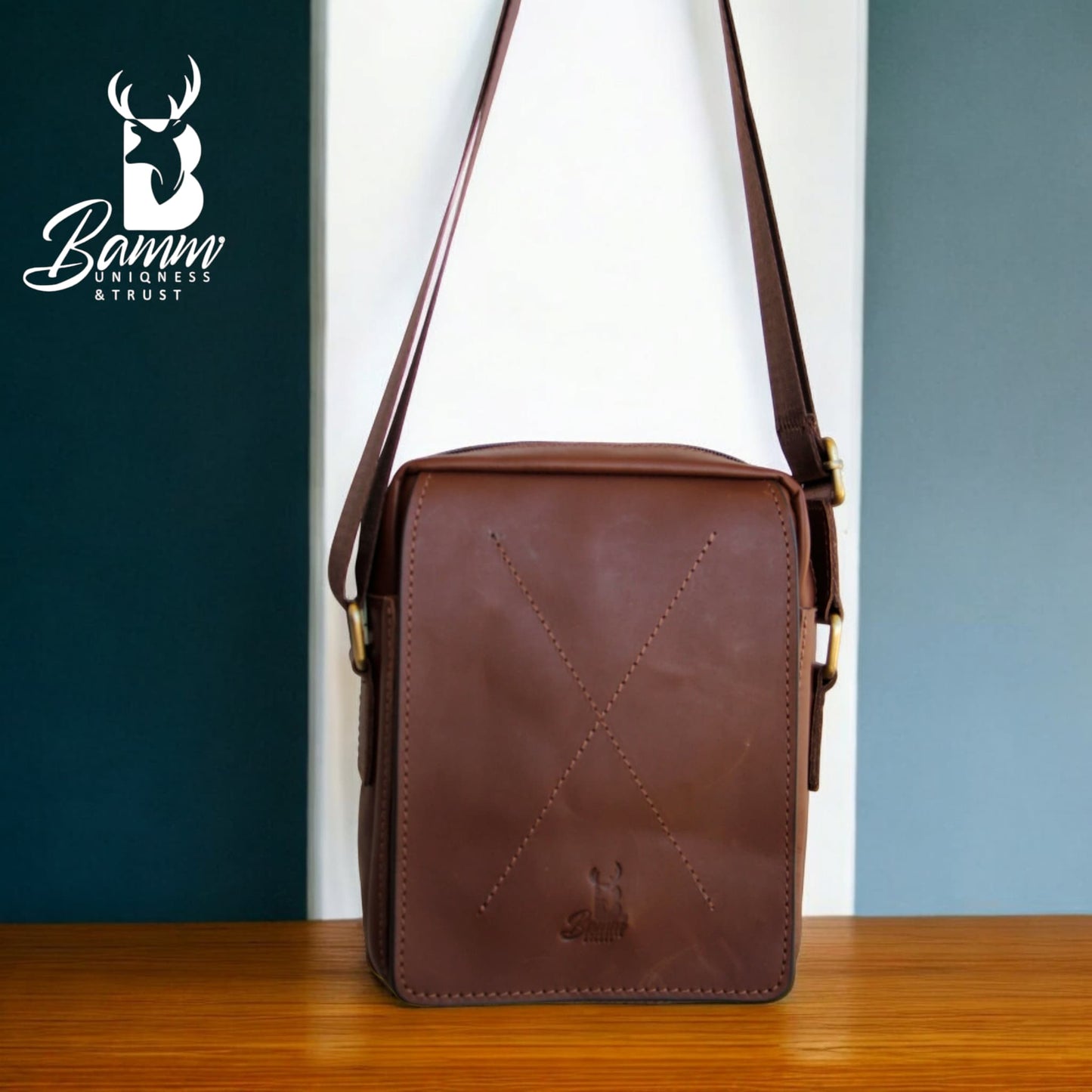 Natural Leather Bag Cross From Bamm