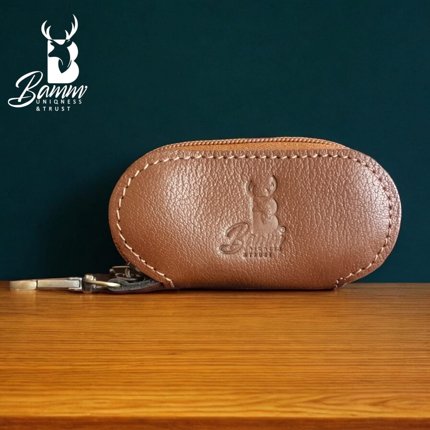 Natural Leather Keychain for Car Remote & Keys โ 5x11 cm
