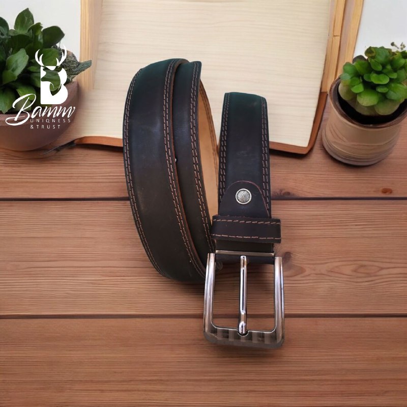 Men's Genuine Leather Belt – Brown with Rust-Resistant Buckle