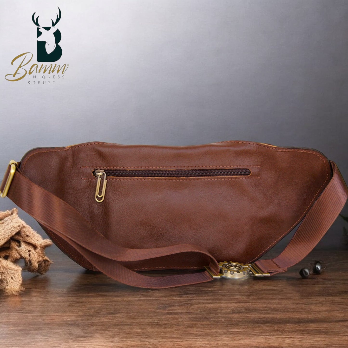 Natural Leather Bag Cross From Bamm