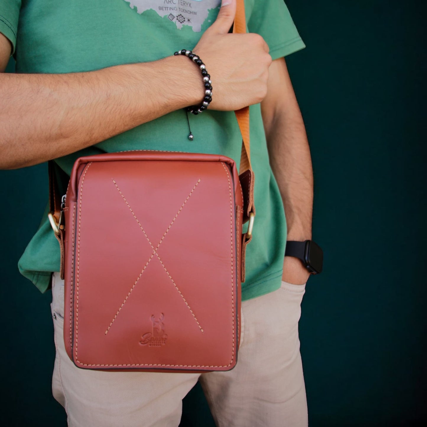 Natural Leather Bag Cross From Bamm