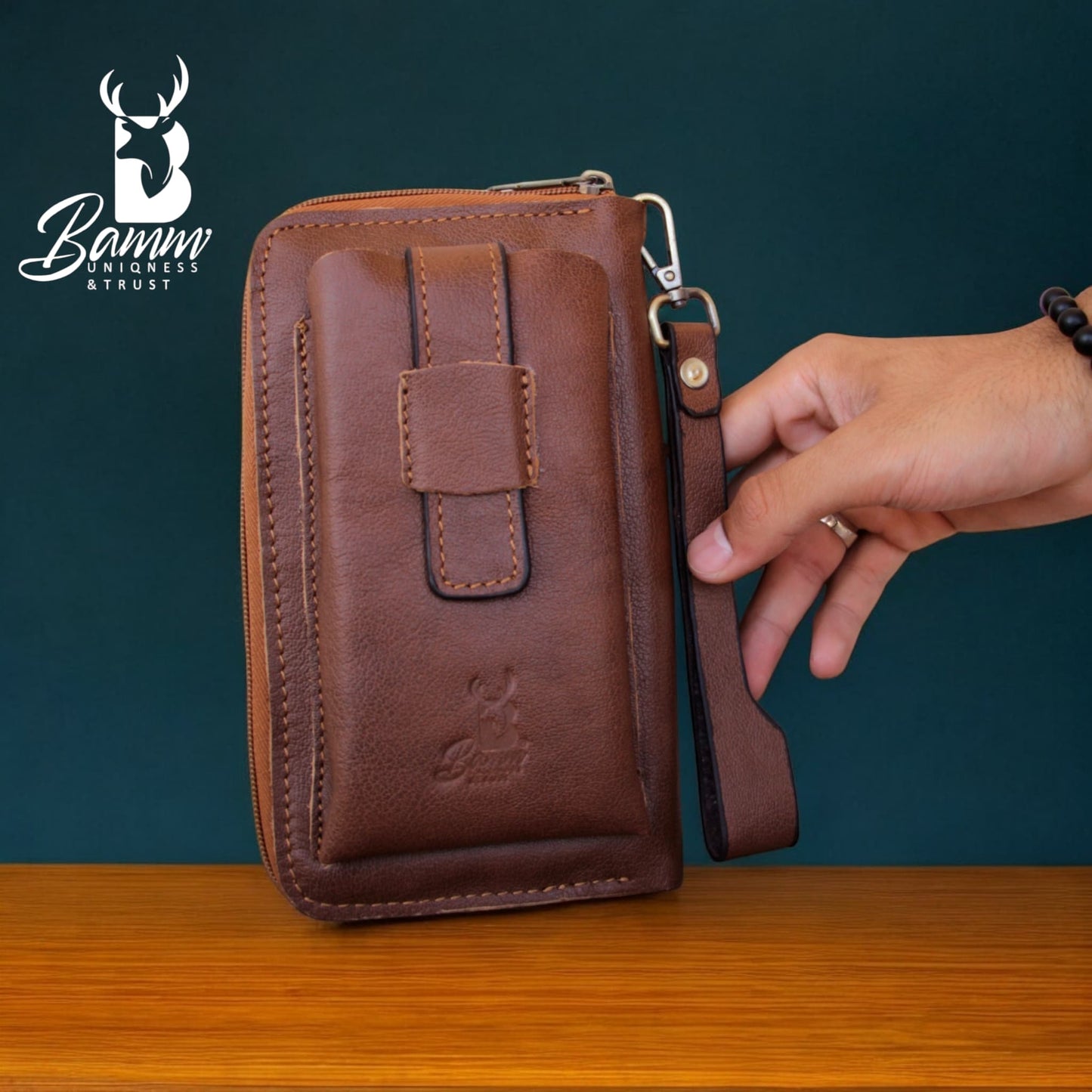Premium Men’s Leather Handbag – Multi-Functional Organizer with Handle & Card Slots