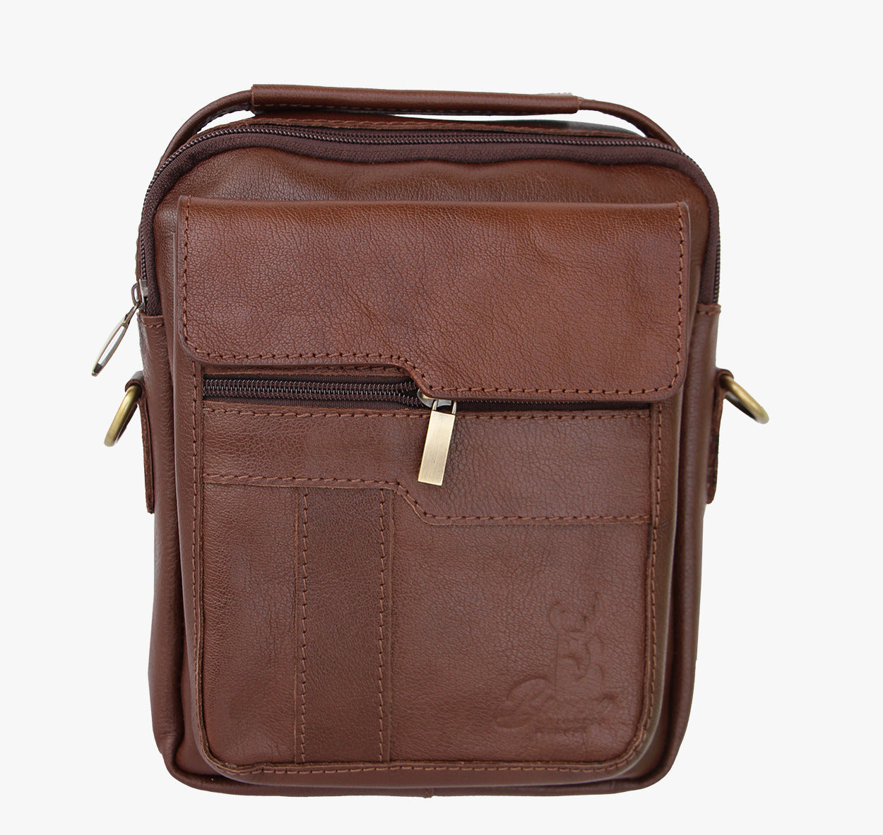 Premium Men's Genuine Leather Crossbody Bag – 20x25 cm, Multi-Compartment