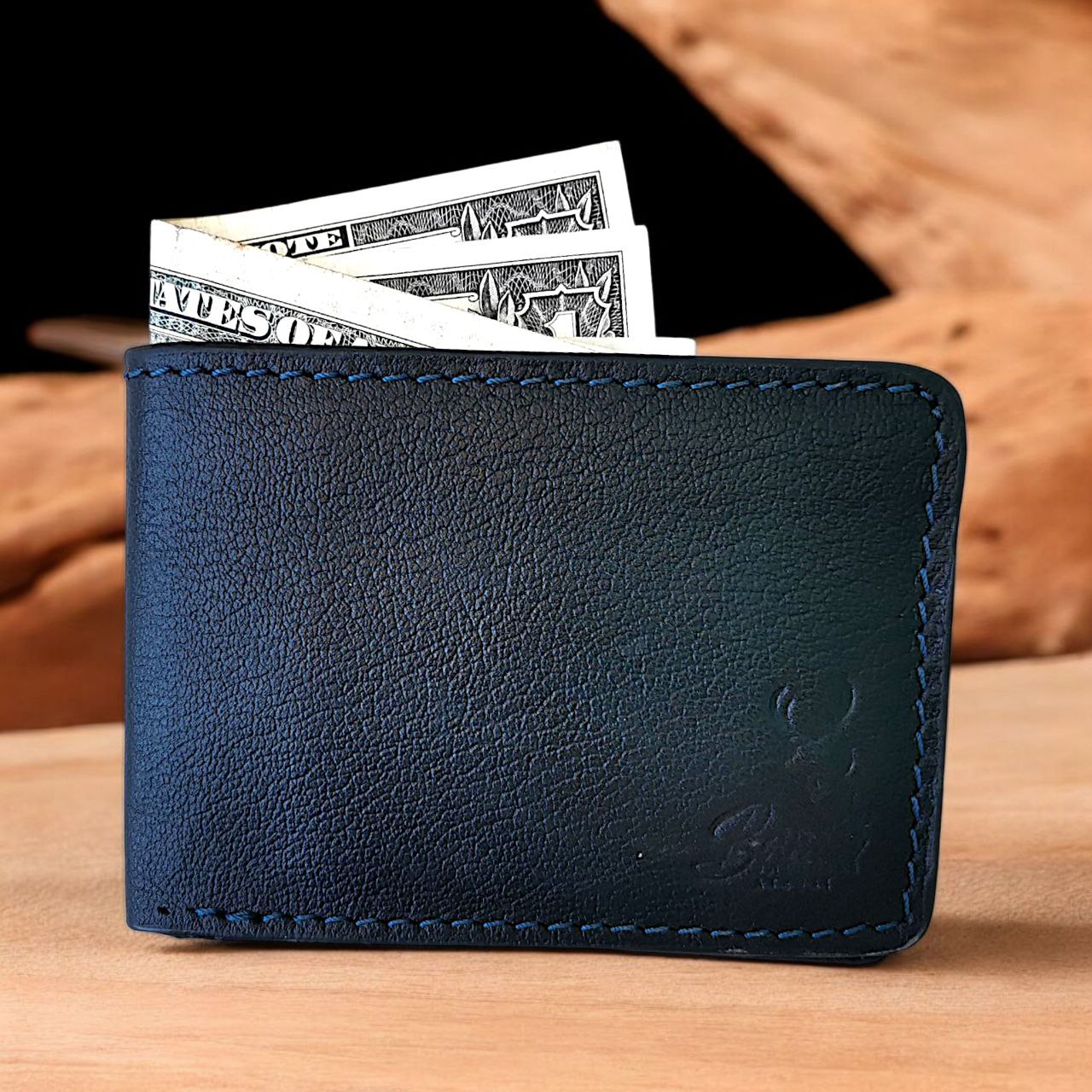 BAMM Men’s Genuine Leather Wallet – Slim | 11×8 cm | Cash Compartment + 4 Card Slots