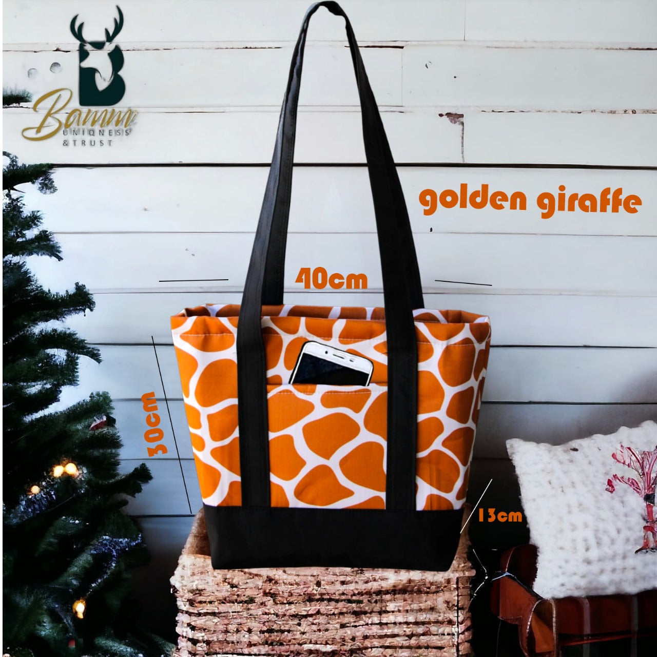 Spacious Polyester Tote Bag with Satin Handles – 30x40 cm, Multi-Compartment 8020