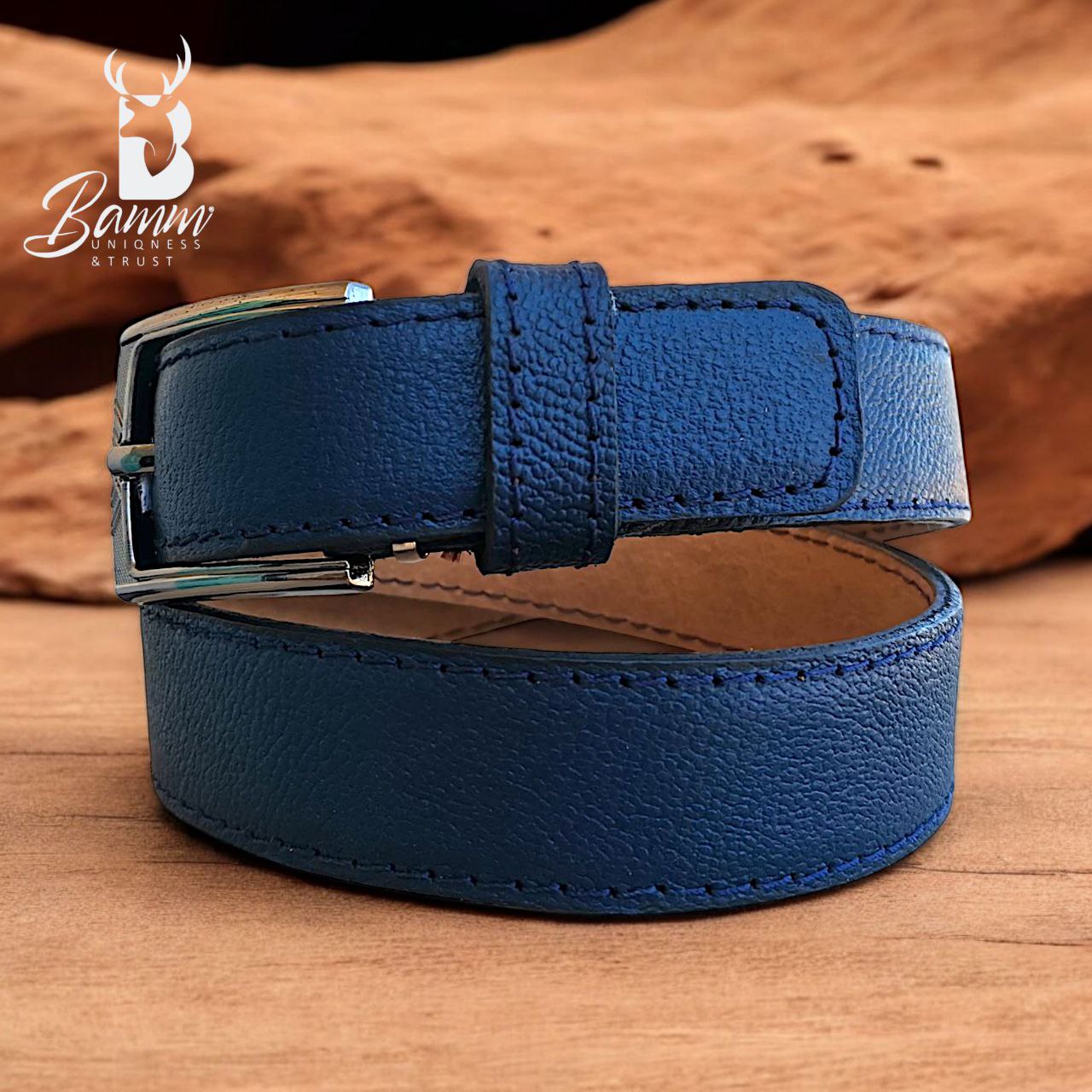 Bamm Kids Genuine Leather Belt – Adjustable Metal Buckle, Durable & Stylish for School and Casual Wear