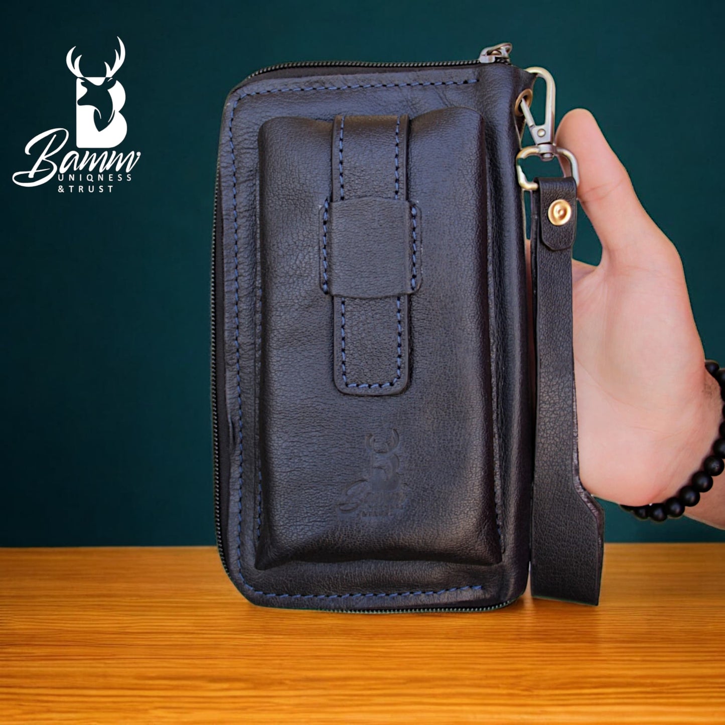 Premium Men’s Leather Handbag – Multi-Functional Organizer with Handle & Card Slots