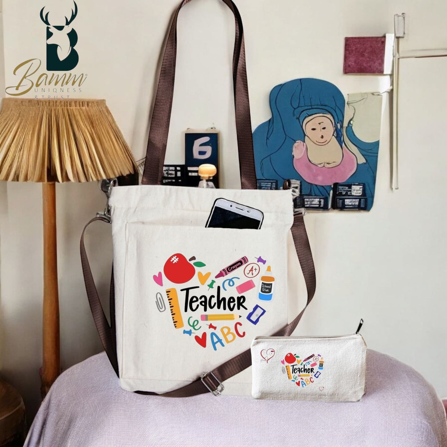 Teacher’s Mother’s Day Gift – Printed Tote Bag with Practical Design