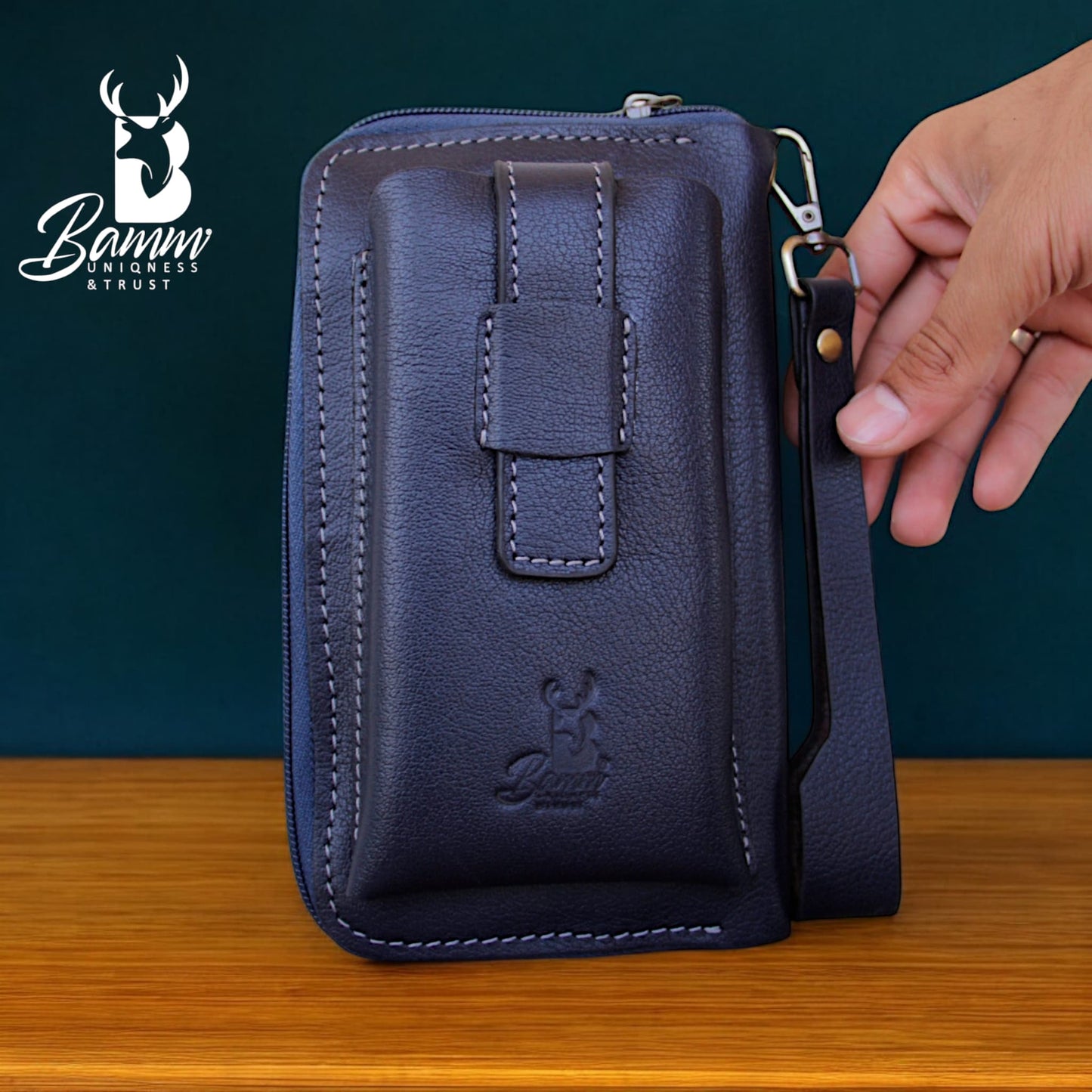 Premium Men’s Leather Handbag – Multi-Functional Organizer with Handle & Card Slots