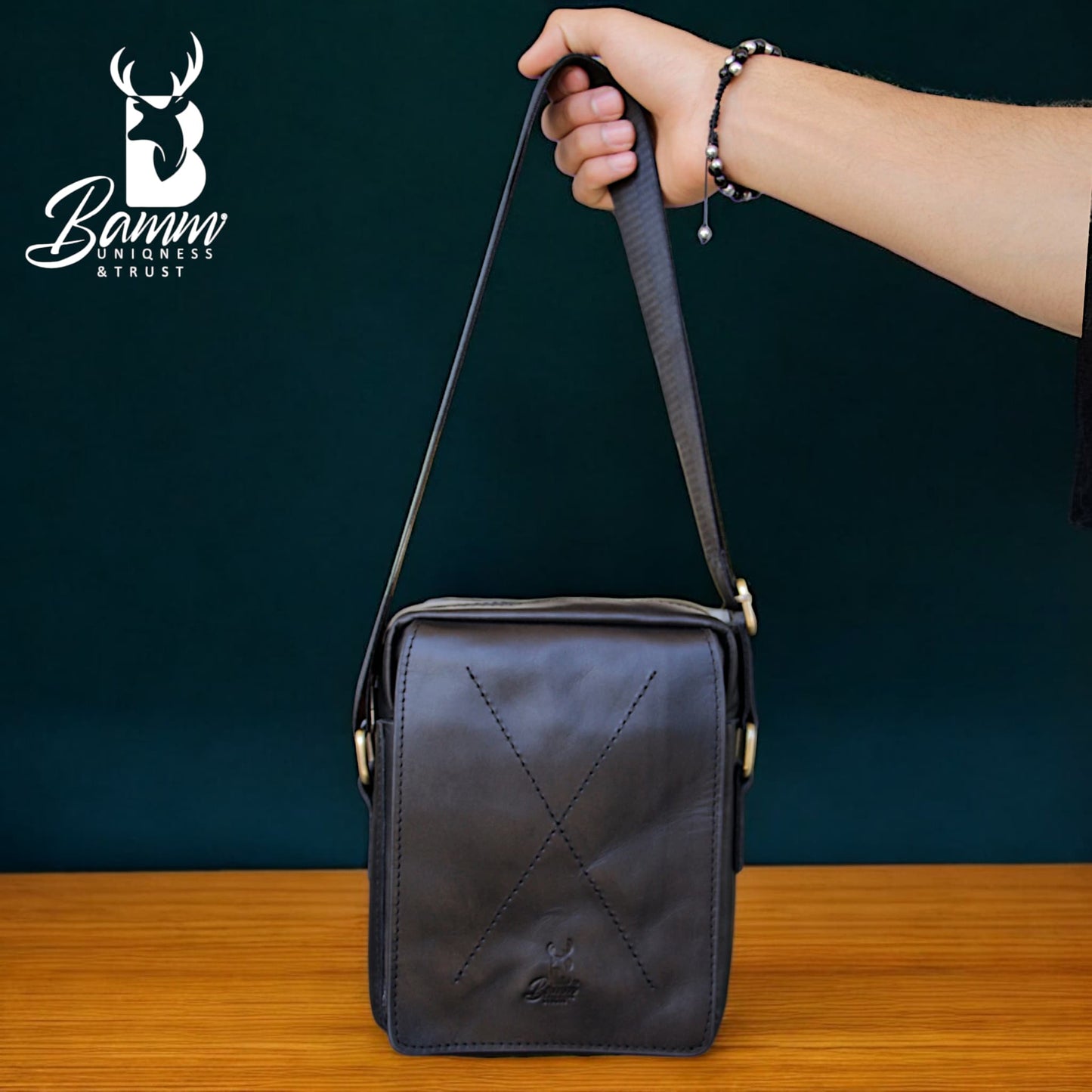Natural Leather Bag Cross From Bamm