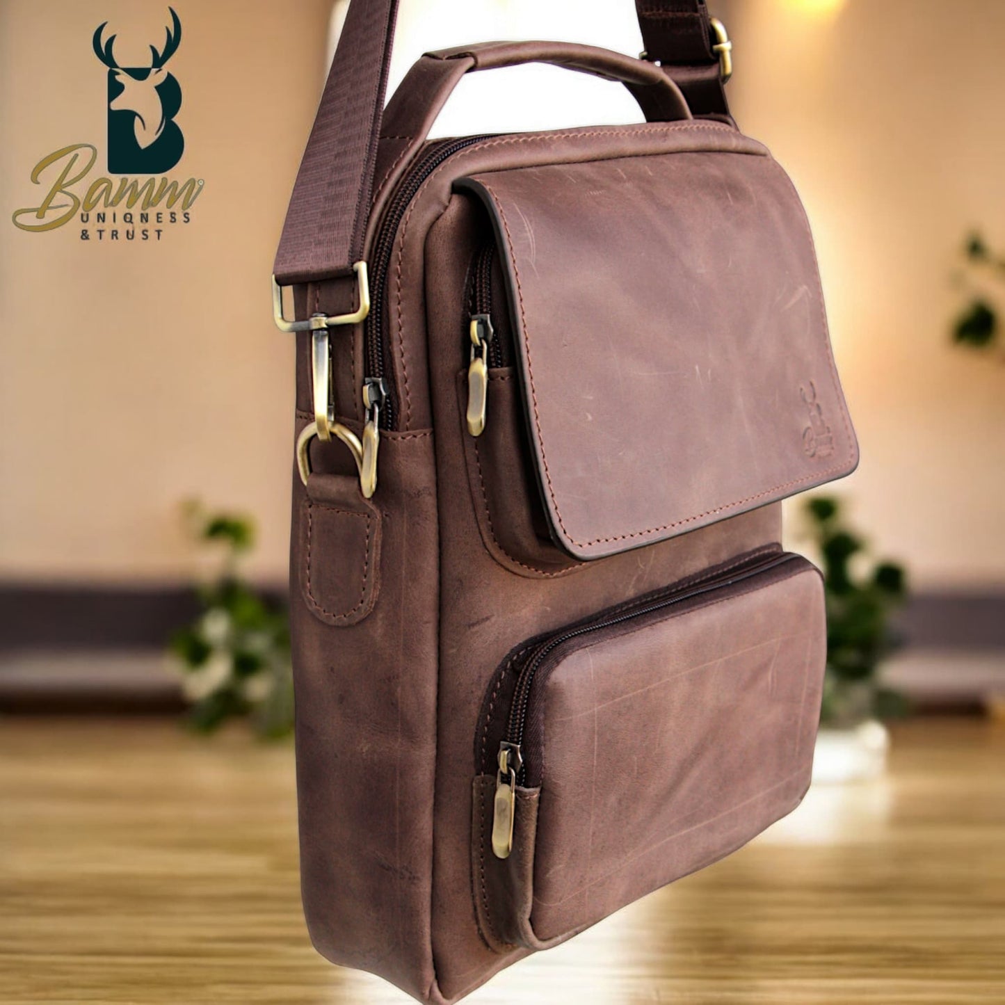 Natural Leather Bag Cross From Bamm With Hand Bag Bamm Gift