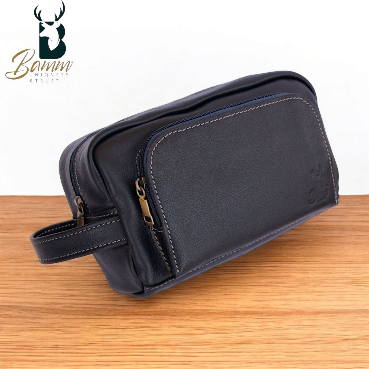 Men’s Natural Leather Hand Bag – Compact, Stylish & Multi-pocket Design