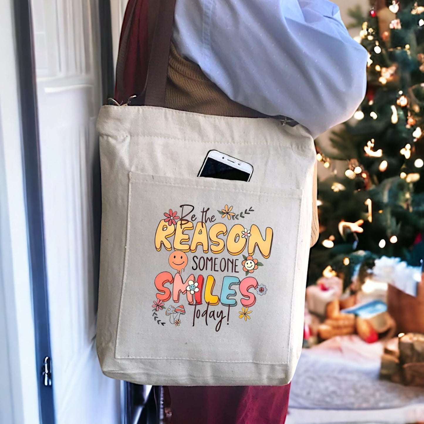 BAMM Beige Tote Bag With Two Adjustable Shoulder Straps