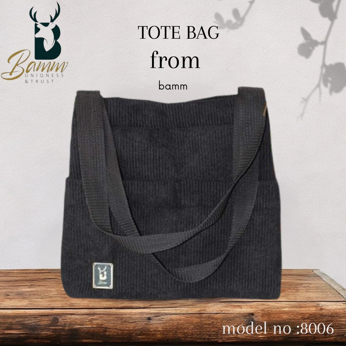 BAMM Corduroy Canvas Tote Bag for Women – Stylish Shoulder Bag for Travel, School & Daily Use (8006)