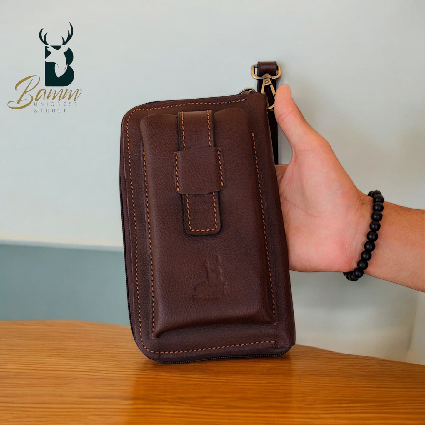 Premium Men’s Leather Handbag – Multi-Functional Organizer with Handle & Card Slots