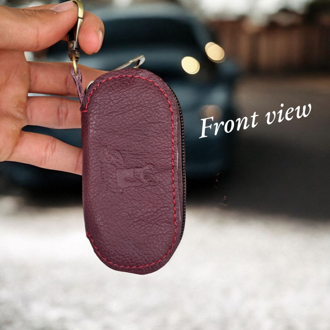 Natural Leather Keychain for Car Remote & Keys โ 5x11 cm