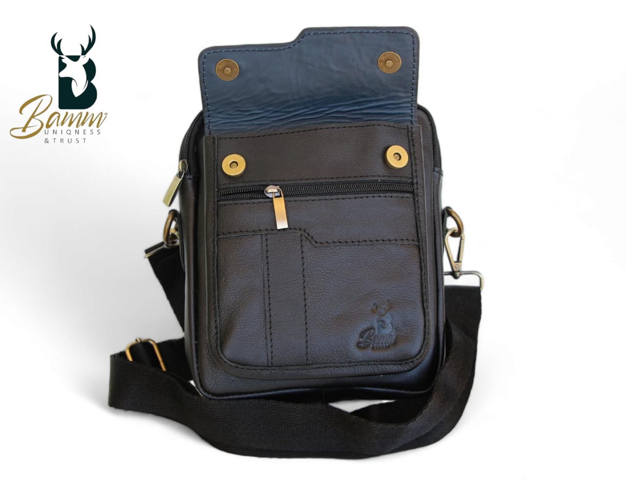 Premium Men's Genuine Leather Crossbody Bag – 20x25 cm, Multi-Compartment