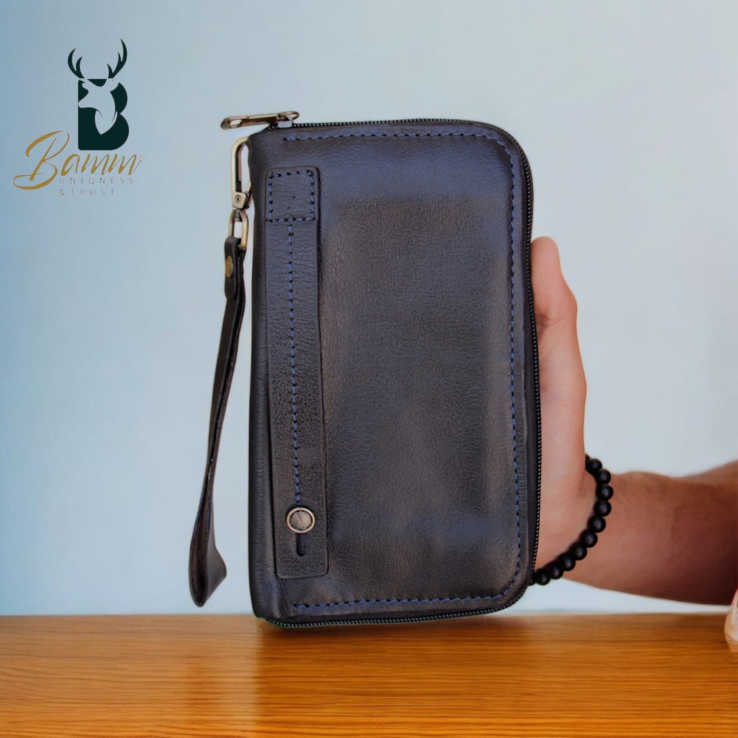 Premium Men’s Leather Handbag – Multi-Functional Organizer with Handle & Card Slots