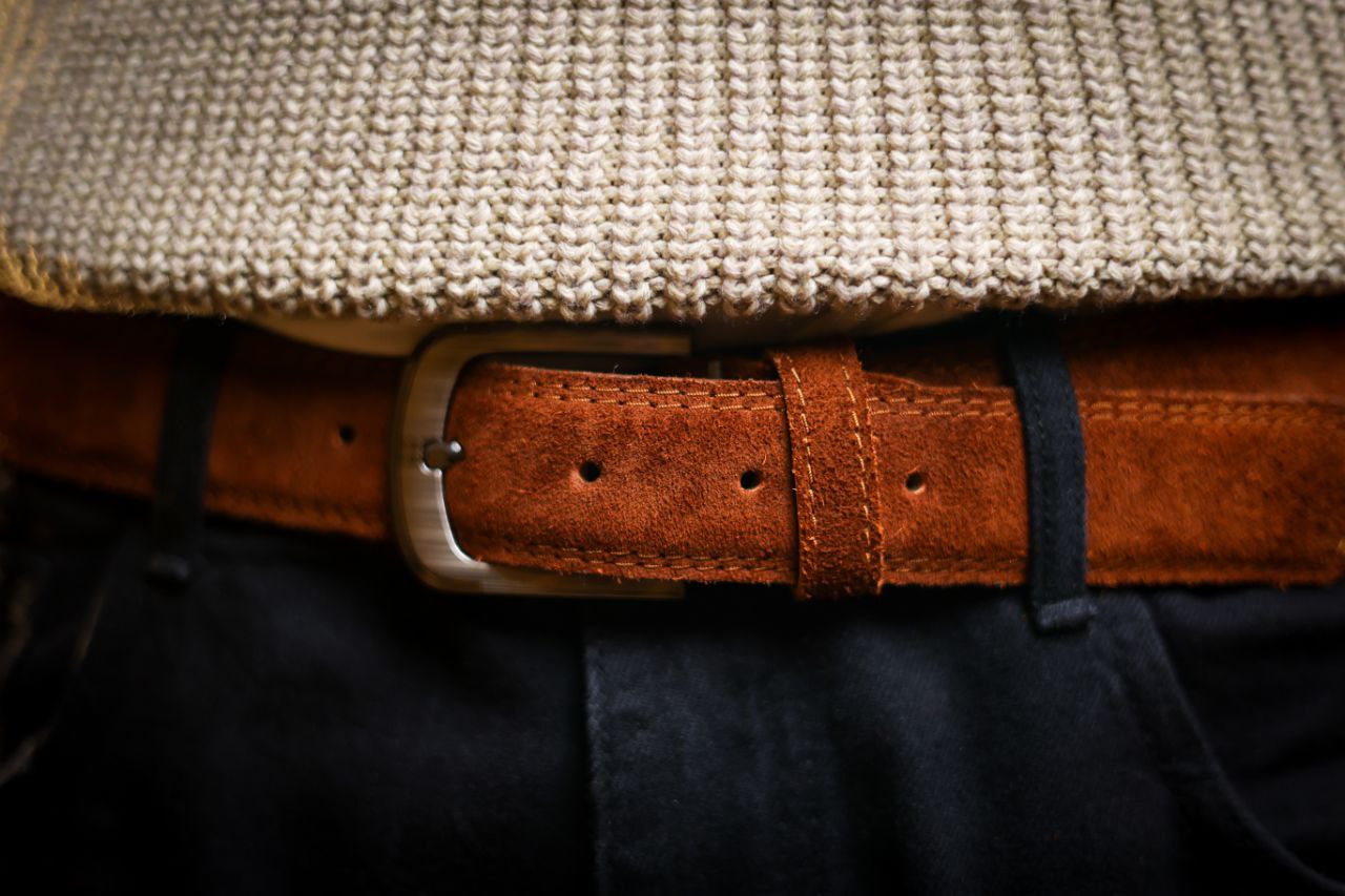 Men's Genuine Leather Belt – Brown with Rust-Resistant Buckle
