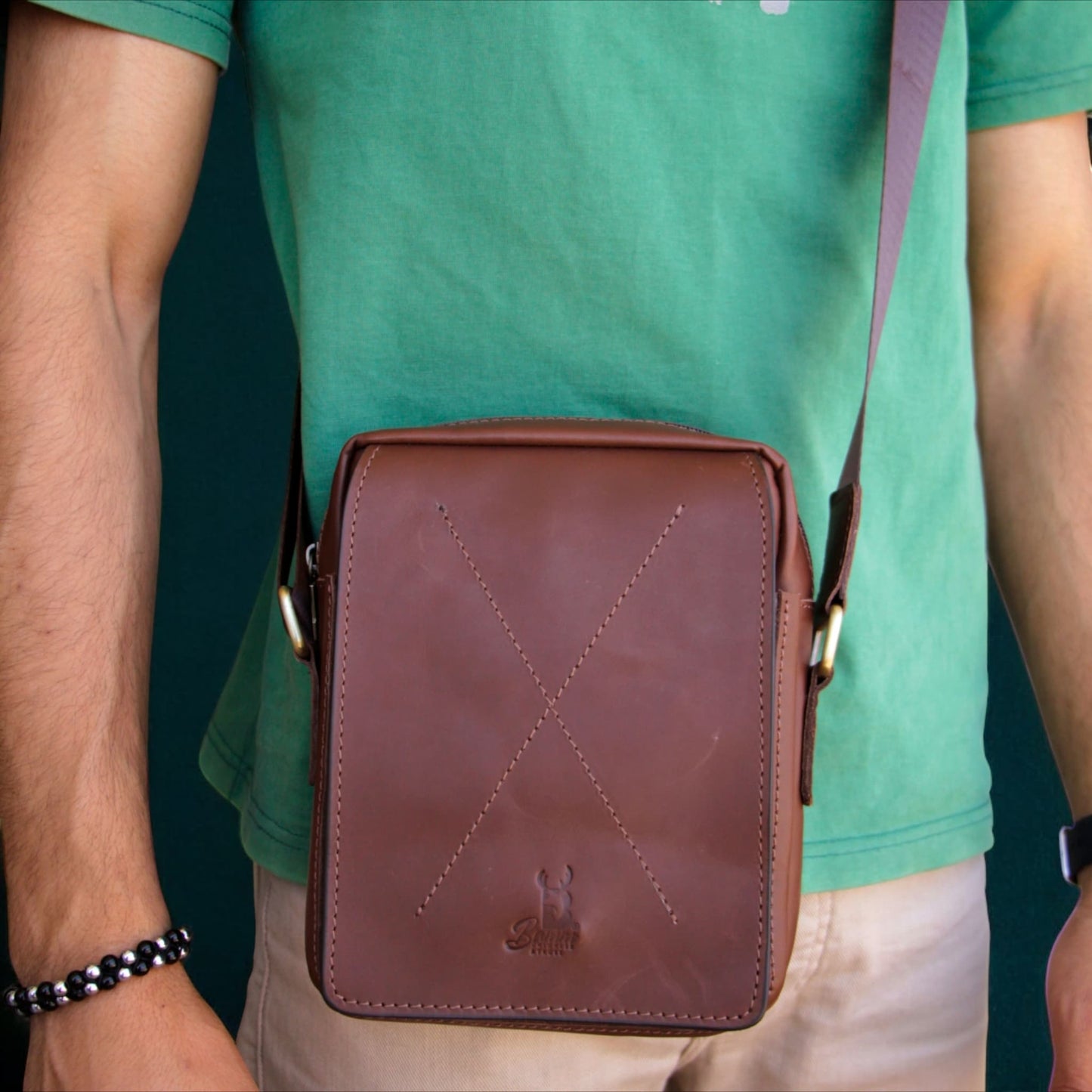 Natural Leather Bag Cross From Bamm